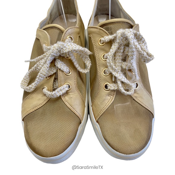 STUART WEITZMAN Metallic Gold Mesh Low Top Fashion Sneakers - Picture 5 of 16